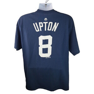 MLB Majestic Detroit Tigers #8 Justin Upton Blue Tshirt Size XL